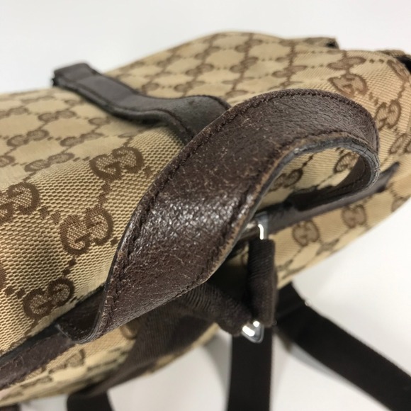 GUCCI 114552 GG Logo Backpack in Canvas/Leather, Unisex, Beige